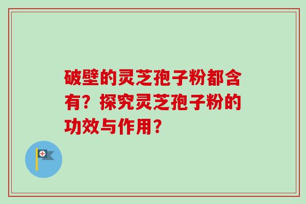 破壁的灵芝孢子粉都含有？探究灵芝孢子粉的功效与作用？-第1张图片-卓岳灵芝孢子粉