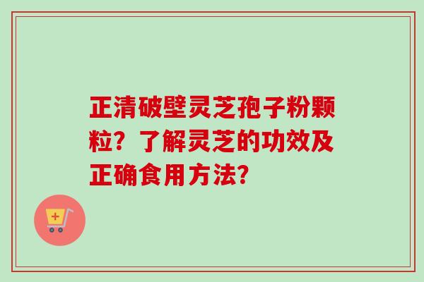 正清破壁灵芝孢子粉颗粒？了解灵芝的功效及正确食用方法？-第1张图片-卓越灵芝孢子粉