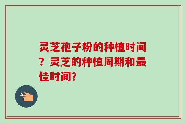 灵芝孢子粉的种植时间？灵芝的种植周期和最佳时间？-第1张图片-卓越灵芝孢子粉
