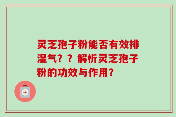 灵芝孢子粉能否有效排湿气？？解析灵芝孢子粉的功效与作用？-第1张图片-卓岳灵芝孢子粉