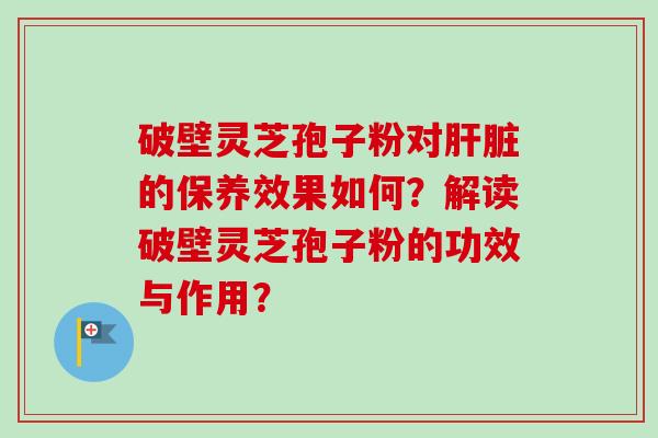 破壁灵芝孢子粉对肝脏的保养效果如何？解读破壁灵芝孢子粉的功效与作用？-第1张图片-卓越灵芝孢子粉