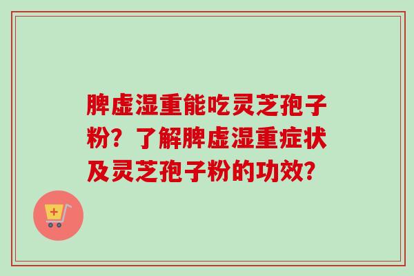 脾虚湿重能吃灵芝孢子粉?了解脾虚湿重症状及灵芝孢子粉的功效?-第1张图片-卓越灵芝孢子粉 脾虚湿重能吃灵芝孢子粉?了解脾虚湿重症状及灵芝孢子粉的功效?-第1张图片-卓越灵芝孢子粉