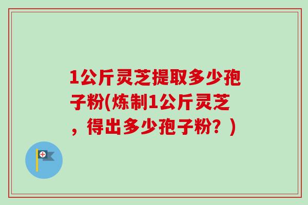 1公斤灵芝提取多少孢子粉(炼制1公斤灵芝,得出多少孢子粉?)-第1张图片-卓越灵芝孢子粉 1公斤灵芝提取多少孢子粉(炼制1公斤灵芝,得出多少孢子粉?)-第1张图片-卓越灵芝孢子粉