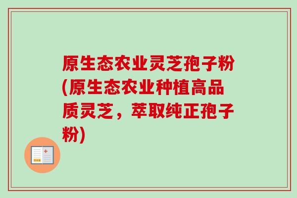 原生态农业灵芝孢子粉(原生态农业种植高品质灵芝,萃取纯正孢子粉)-第1张图片-卓越灵芝孢子粉 原生态农业灵芝孢子粉(原生态农业种植高品质灵芝,萃取纯正孢子粉)-第1张图片-卓越灵芝孢子粉