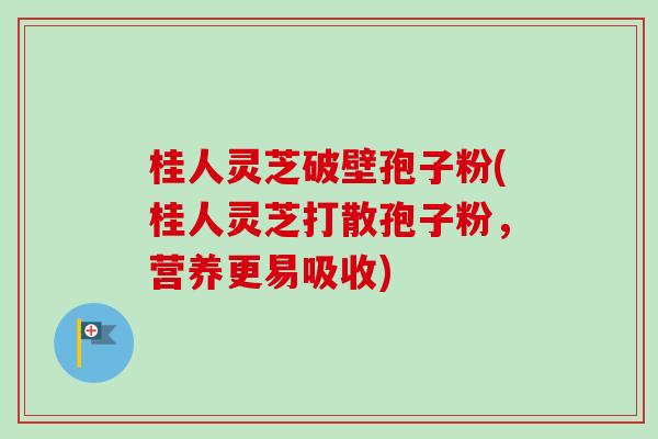 桂人灵芝破壁孢子粉(桂人灵芝打散孢子粉，营养更易吸收)-第1张图片-卓越灵芝孢子粉