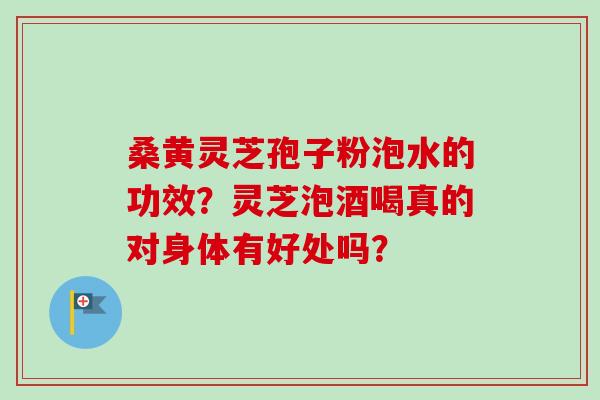 桑黄灵芝孢子粉泡水的功效？灵芝泡酒喝真的对身体有好处吗？-第1张图片-卓越灵芝孢子粉