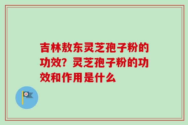 吉林敖东灵芝孢子粉的功效？灵芝孢子粉的功效和作用是什么-第1张图片-卓越灵芝孢子粉