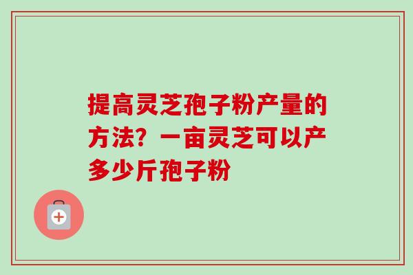 提高灵芝孢子粉产量的方法?一亩灵芝可以产多少斤孢子粉-第1张图片-卓越灵芝孢子粉 提高灵芝孢子粉产量的方法?一亩灵芝可以产多少斤孢子粉-第1张图片-卓越灵芝孢子粉