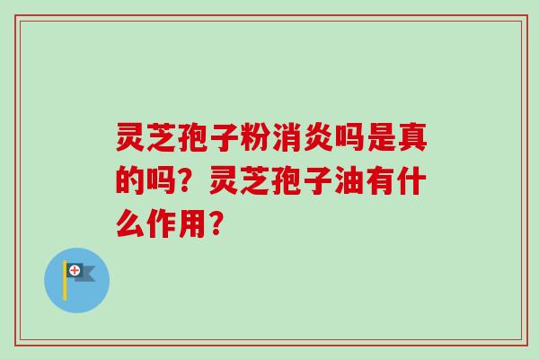 灵芝孢子粉消炎吗是真的吗？灵芝孢子油有什么作用？-第1张图片-卓越灵芝孢子粉