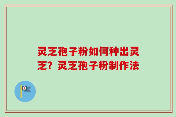 灵芝孢子粉如何种出灵芝？灵芝孢子粉制作法-第1张图片-卓越灵芝孢子粉