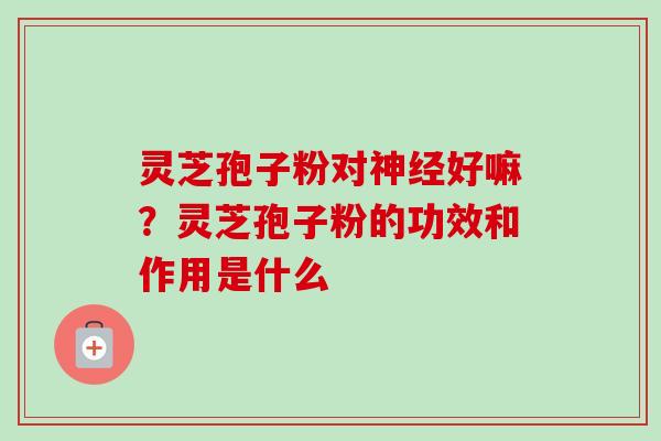 灵芝孢子粉对神经好嘛？灵芝孢子粉的功效和作用是什么-第1张图片-卓越灵芝孢子粉