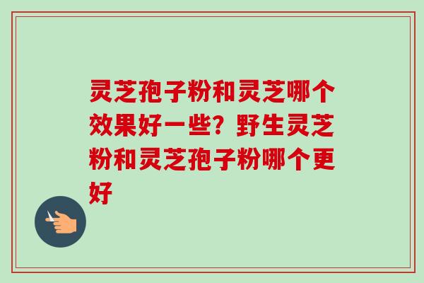灵芝孢子粉和灵芝哪个效果好一些？野生灵芝粉和灵芝孢子粉哪个更好-第1张图片-卓越灵芝孢子粉
