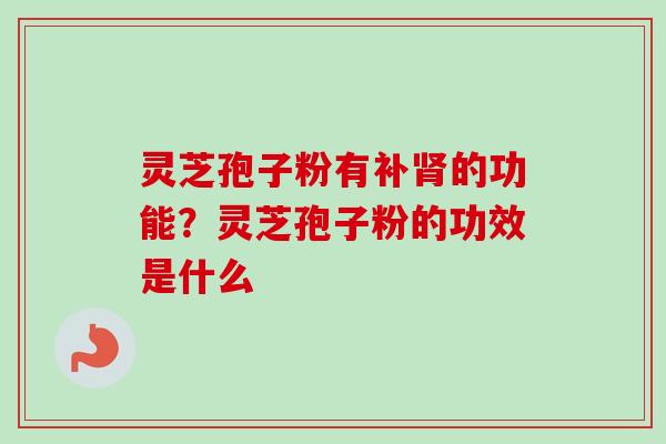 灵芝孢子粉有补肾的功能?灵芝孢子粉的功效是什么-第1张图片-卓越灵芝孢子粉 灵芝孢子粉有补肾的功能?灵芝孢子粉的功效是什么-第1张图片-卓越灵芝孢子粉
