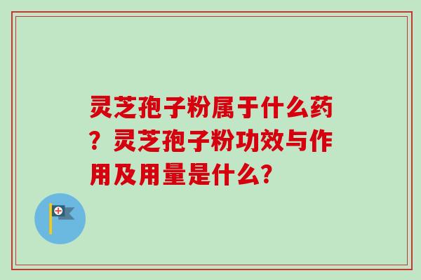 灵芝孢子粉属于什么药？灵芝孢子粉功效与作用及用量是什么？-第1张图片-卓越灵芝孢子粉