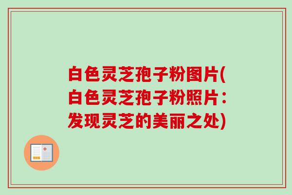 白色灵芝孢子粉图片(白色灵芝孢子粉照片：发现灵芝的美丽之处)-第1张图片-卓越灵芝孢子粉