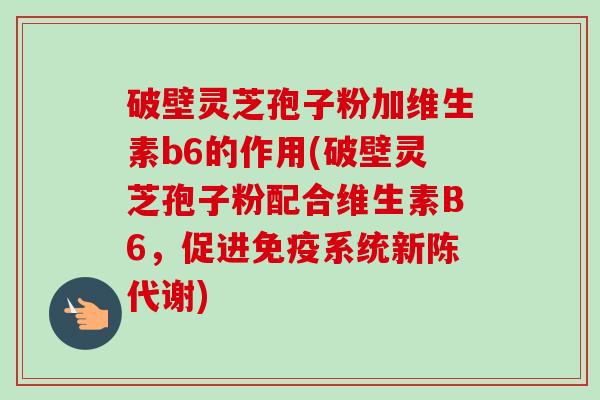 破壁灵芝孢子粉加维生素b6的作用(破壁灵芝孢子粉配合维生素B6，促进免疫系统新陈代谢)-第1张图片-卓越灵芝孢子粉