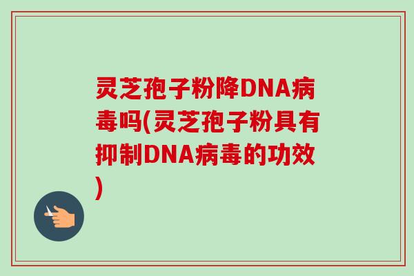 灵芝孢子粉降DNA病毒吗(灵芝孢子粉具有抑制DNA病毒的功效)-第1张图片-卓越灵芝孢子粉