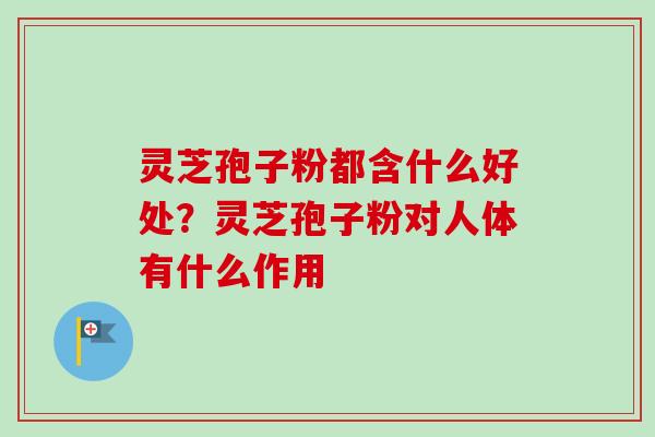 灵芝孢子粉都含什么好处？灵芝孢子粉对人体有什么作用-第1张图片-卓越灵芝孢子粉