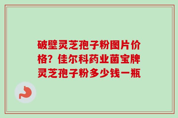 破壁灵芝孢子粉图片价格?佳尔科药业菌宝牌灵芝孢子粉多少钱一瓶-第1张图片-卓越灵芝孢子粉 破壁灵芝孢子粉图片价格?佳尔科药业菌宝牌灵芝孢子粉多少钱一瓶-第1张图片-卓越灵芝孢子粉