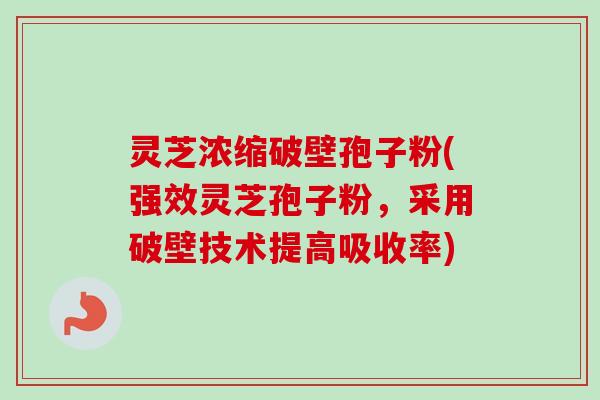 灵芝浓缩破壁孢子粉(强效灵芝孢子粉，采用破壁技术提高吸收率)-第1张图片-卓越灵芝孢子粉