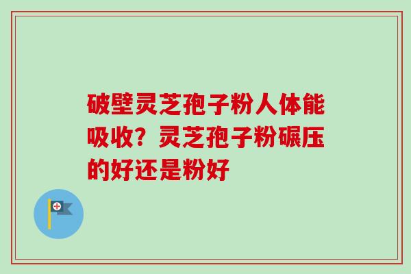 破壁灵芝孢子粉人体能吸收?灵芝孢子粉碾压的好还是粉好-第1张图片-卓越灵芝孢子粉 破壁灵芝孢子粉人体能吸收?灵芝孢子粉碾压的好还是粉好-第1张图片-卓越灵芝孢子粉