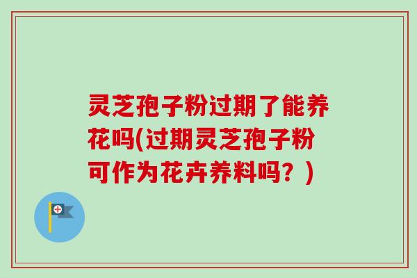 灵芝孢子粉过期了能养花吗(过期灵芝孢子粉可作为花卉养料吗？)-第1张图片-卓越灵芝孢子粉