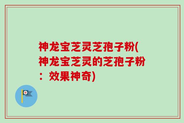 神龙宝芝灵芝孢子粉(神龙宝芝灵的芝孢子粉:效果神奇)-第1张图片-卓越灵芝孢子粉 神龙宝芝灵芝孢子粉(神龙宝芝灵的芝孢子粉:效果神奇)-第1张图片-卓越灵芝孢子粉