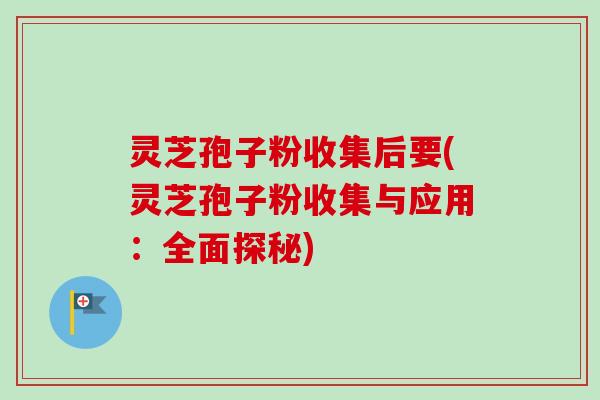 灵芝孢子粉收集后要(灵芝孢子粉收集与应用:全面探秘)-第1张图片-卓越灵芝孢子粉 灵芝孢子粉收集后要(灵芝孢子粉收集与应用:全面探秘)-第1张图片-卓越灵芝孢子粉