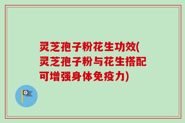 灵芝孢子粉花生功效(灵芝孢子粉与花生搭配可增强身体免疫力)-第1张图片-卓越灵芝孢子粉 灵芝孢子粉花生功效(灵芝孢子粉与花生搭配可增强身体免疫力)-第1张图片-卓越灵芝孢子粉