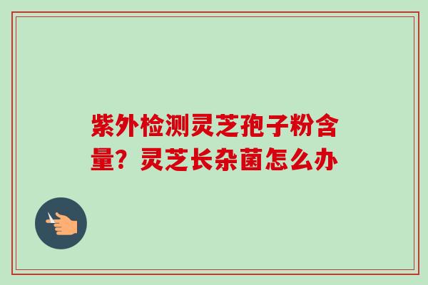 紫外检测灵芝孢子粉含量?灵芝长杂菌怎么办-第1张图片-卓越灵芝孢子粉 紫外检测灵芝孢子粉含量?灵芝长杂菌怎么办-第1张图片-卓越灵芝孢子粉