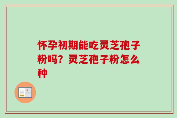 怀孕初期能吃灵芝孢子粉吗?灵芝孢子粉怎么种-第1张图片-卓越灵芝孢子粉 怀孕初期能吃灵芝孢子粉吗?灵芝孢子粉怎么种-第1张图片-卓越灵芝孢子粉