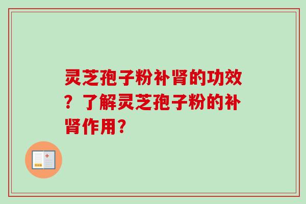 灵芝孢子粉补肾的功效?了解灵芝孢子粉的补肾作用?-第1张图片-卓越灵芝孢子粉 灵芝孢子粉补肾的功效?了解灵芝孢子粉的补肾作用?-第1张图片-卓越灵芝孢子粉
