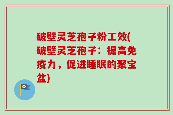 破壁灵芝孢子粉工效(破壁灵芝孢子:提高免疫力,促进睡眠的聚宝盆)-第1张图片-卓越灵芝孢子粉 破壁灵芝孢子粉工效(破壁灵芝孢子:提高免疫力,促进睡眠的聚宝盆)-第1张图片-卓越灵芝孢子粉