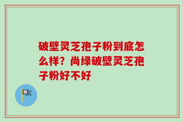 破壁灵芝孢子粉到底怎么样？尚绿破壁灵芝孢子粉好不好-第1张图片-卓越灵芝孢子粉
