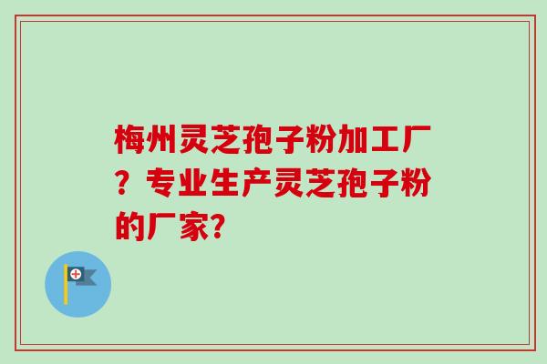 梅州灵芝孢子粉加工厂？专业生产灵芝孢子粉的厂家？-第1张图片-卓越灵芝孢子粉