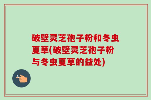 破壁灵芝孢子粉和冬虫夏草(破壁灵芝孢子粉与冬虫夏草的益处)-第1张图片-卓越灵芝孢子粉