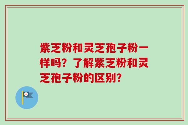 紫芝粉和灵芝孢子粉一样吗？了解紫芝粉和灵芝孢子粉的区别？-第1张图片-卓越灵芝孢子粉
