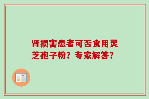 肾损害患者可否食用灵芝孢子粉？专家解答？-第1张图片-卓越灵芝孢子粉