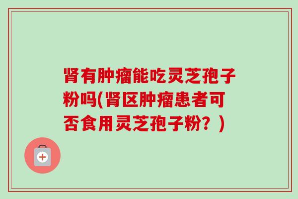 肾有肿瘤能吃灵芝孢子粉吗(肾区肿瘤患者可否食用灵芝孢子粉？)-第1张图片-卓越灵芝孢子粉
