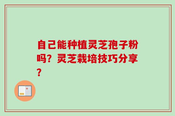 自己能种植灵芝孢子粉吗?灵芝栽培技巧分享?-第1张图片-卓越灵芝孢子粉 自己能种植灵芝孢子粉吗?灵芝栽培技巧分享?-第1张图片-卓越灵芝孢子粉
