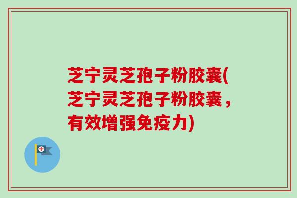 芝宁灵芝孢子粉胶囊(芝宁灵芝孢子粉胶囊,有效增强免疫力)-第1张图片-卓越灵芝孢子粉 芝宁灵芝孢子粉胶囊(芝宁灵芝孢子粉胶囊,有效增强免疫力)-第1张图片-卓越灵芝孢子粉
