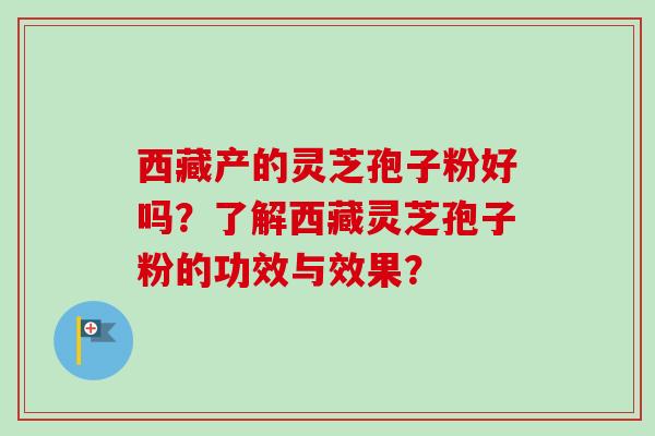 西藏产的灵芝孢子粉好吗？了解西藏灵芝孢子粉的功效与效果？-第1张图片-卓越灵芝孢子粉