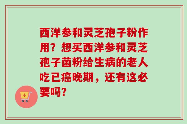 西洋参和灵芝孢子粉作用?想买西洋参和灵芝孢子菌粉给生病的老人吃已癌晚期,还有这必要吗?-第1张图片-卓越灵芝孢子粉 西洋参和灵芝孢子粉作用?想买西洋参和灵芝孢子菌粉给生病的老人吃已癌晚期,还有这必要吗?-第1张图片-卓越灵芝孢子粉