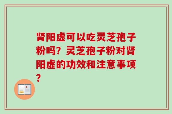 肾阳虚可以吃灵芝孢子粉吗？灵芝孢子粉对肾阳虚的功效和注意事项？-第1张图片-卓越灵芝孢子粉