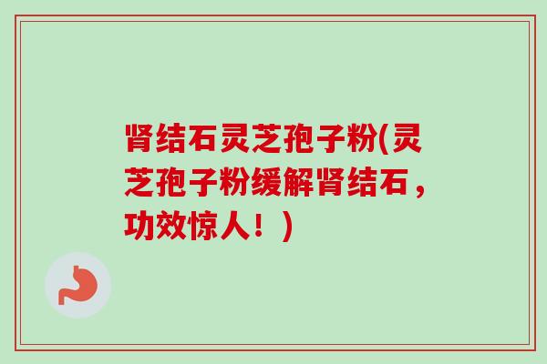 肾结石灵芝孢子粉(灵芝孢子粉缓解肾结石，功效惊人！)-第1张图片-卓越灵芝孢子粉