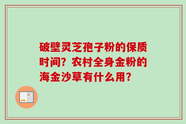 破壁灵芝孢子粉的保质时间？农村全身金粉的海金沙草有什么用？-第1张图片-卓越灵芝孢子粉