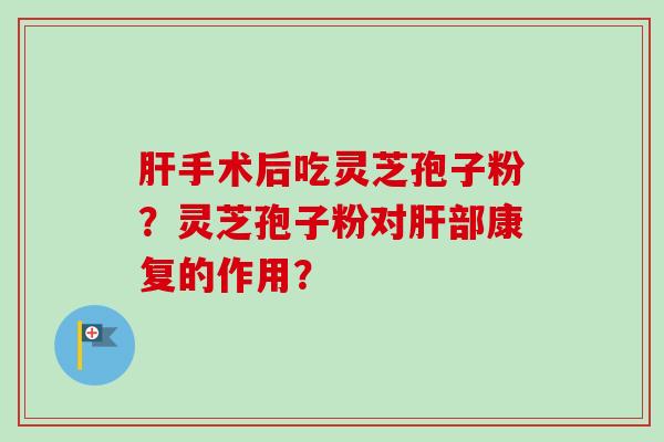 肝手术后吃灵芝孢子粉？灵芝孢子粉对肝部康复的作用？-第1张图片-卓越灵芝孢子粉