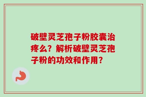 破壁灵芝孢子粉胶囊治疼么?解析破壁灵芝孢子粉的功效和作用?-第1张图片-卓越灵芝孢子粉 破壁灵芝孢子粉胶囊治疼么?解析破壁灵芝孢子粉的功效和作用?-第1张图片-卓越灵芝孢子粉