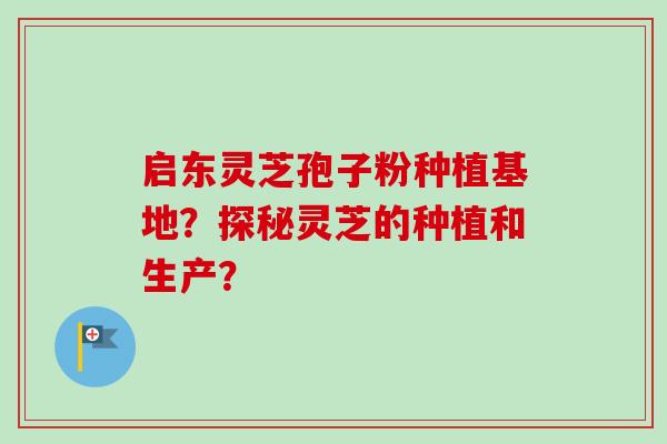 启东灵芝孢子粉种植基地?探秘灵芝的种植和生产?-第1张图片-卓越灵芝孢子粉 启东灵芝孢子粉种植基地?探秘灵芝的种植和生产?-第1张图片-卓越灵芝孢子粉