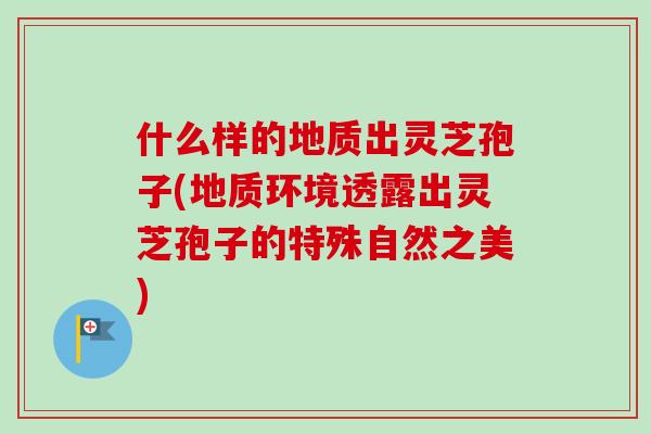 什么样的地质出灵芝孢子(地质环境透露出灵芝孢子的特殊自然之美)-第1张图片-卓越灵芝孢子粉
